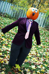 Image showing Pumpkin person in a suit