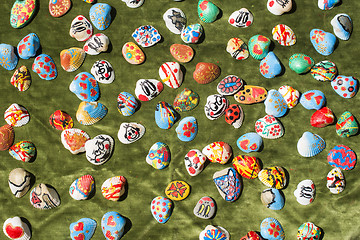 Image showing Clam shells souvenirs. Painted figures