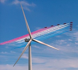 Image showing Red Arrows over Turbine2