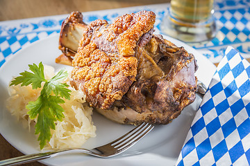 Image showing Oktoberfest pork hock with cabbage