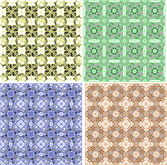 Image showing Seamless damask pattern. Flowers on a green background