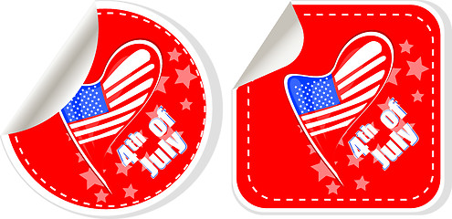 Image showing USA flag sign label stickers set