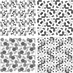 Image showing Set of four seamless abstract hand-drawn pattern, background