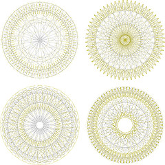 Image showing Set of vintage guilloche element for certificate, money design