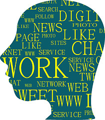 Image showing the silhouette of head with the words on the topic of social networking