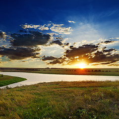 Image showing dramatic sunset over river