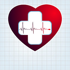 Image showing Heart with cardiogram. EPS 10