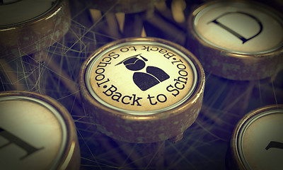 Image showing Back to Scool Typewriter Key. Grunge Background.