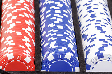 Image showing Set of poker chips