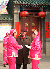 Image showing Chinese New Year celebrations in Qingdao, China - performers cha