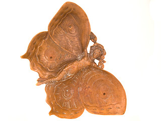 Image showing Antique Cast Brass Fairy Ashtray