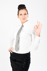 Image showing Attractive woman with ok sign