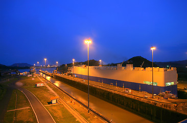 Image showing Panama Canal in the sunset