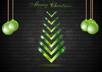 Image showing Abstract Christmas fir tree with green balls. Vector