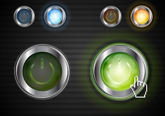 Image showing Power glossy buttons with the same illumination. Vector background