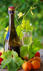 Image showing Champagne  glass and fruits