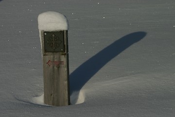 Image showing Sign in snow