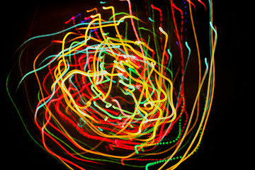 Image showing Abstract background with motion glowing lights lines