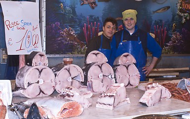 Image showing Ballaro, Palermo- selling swordfish