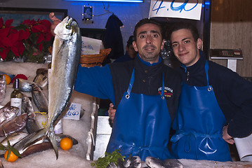 Image showing men selling fish