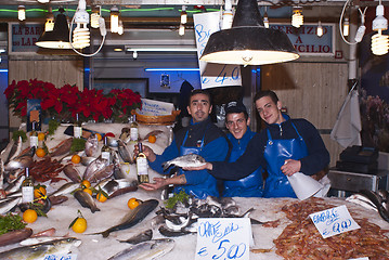 Image showing men selling fish