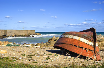 Image showing landscape of Palermo, old boat 