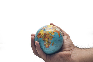 Image showing world in hand isolated