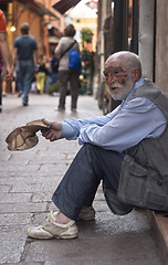 Image showing A homeless old man