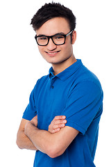 Image showing Confident smiling smart guy wearing spectacles