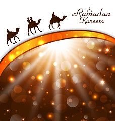 Image showing Celebration card with camels for Ramadan Kareem 