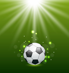 Image showing Football background with ball and light effect 