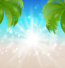 Image showing Summer holiday background with sunlight and palmtree