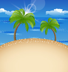 Image showing Summer holiday background with beach, palm, sky