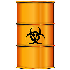 Image showing Orange barrel with bio hazard sign