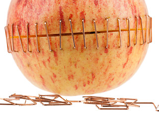 Image showing Sliced apple halves