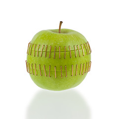 Image showing Sliced apple halves