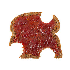 Image showing Slice of brown bread with jam 