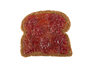 Image showing Slice of brown bread with jam 
