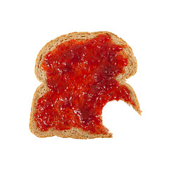 Image showing Slice of brown bread with jam 