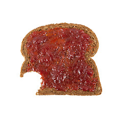 Image showing Slice of brown bread with jam 