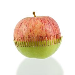 Image showing Sliced apple halves