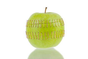 Image showing Sliced apple halves