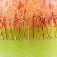 Image showing Sliced apple halves