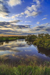 Image showing sunrise in the wetlands of Roses