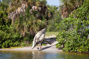 Image showing Man Carrying a Canoe