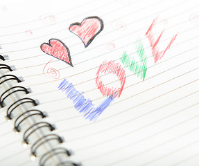 Image showing Love Written in Notebook.