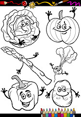 Image showing cartoon vegetables set for coloring book