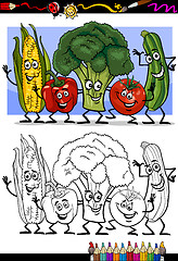 Image showing vegetables comic group for coloring book