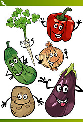 Image showing vegetables cartoon illustration set