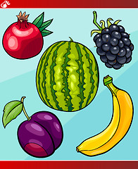 Image showing fruits set cartoon illustration